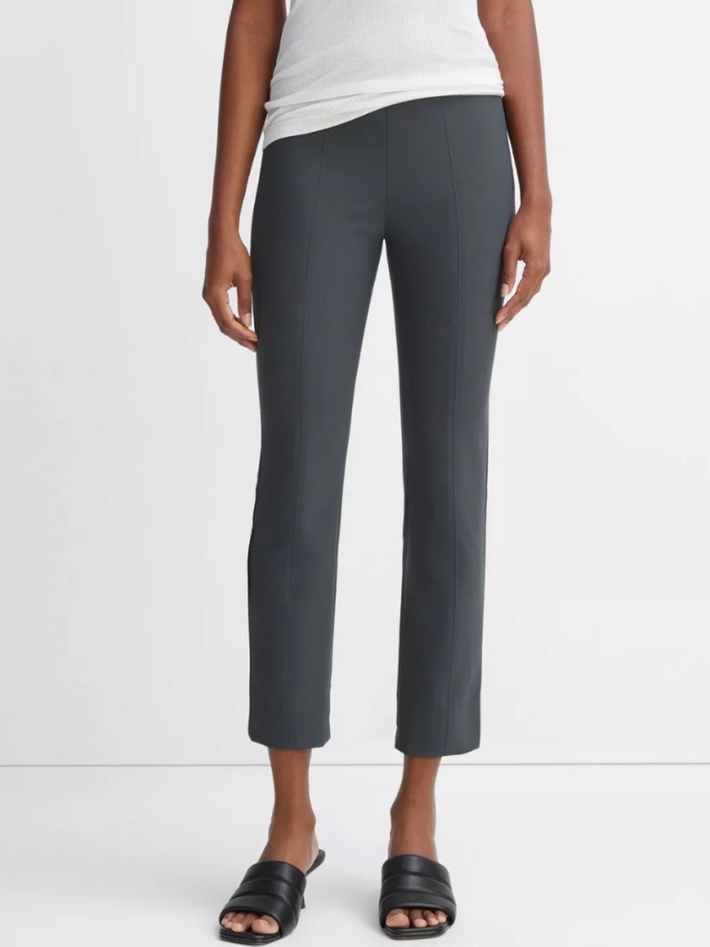 NWT Bobbi High-Rise Stitch-Seam Ponte Legging Size M Charcoal Gray